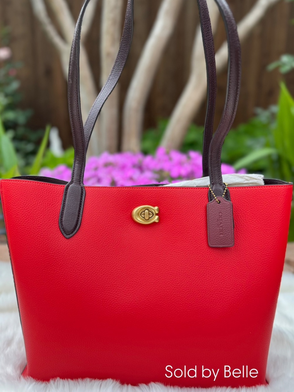 NWT Coach Willow Tote Sport Red Colorblock Purse